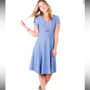 Matilda Jane - Exploration Dress Women’s Size S - Blue Striped A Line Scoop Neck
